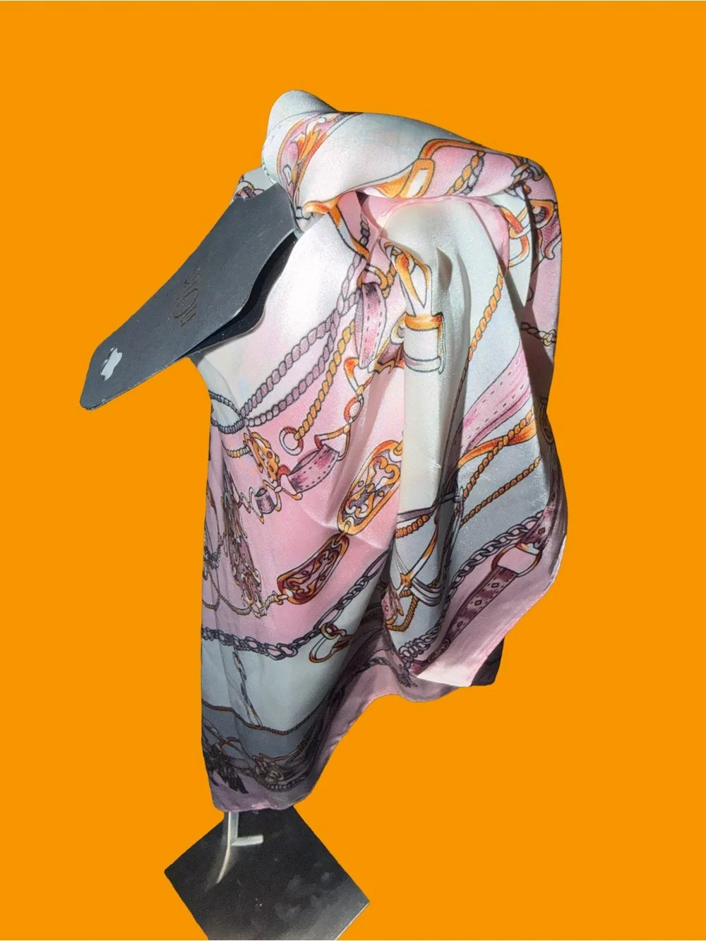nOir Jewelry Pink & Gold Chain-Print Women's Scarf/Hair Scarf